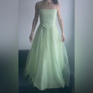 SAGE GREEN PROM DRESS W/ CORSET DESIGN